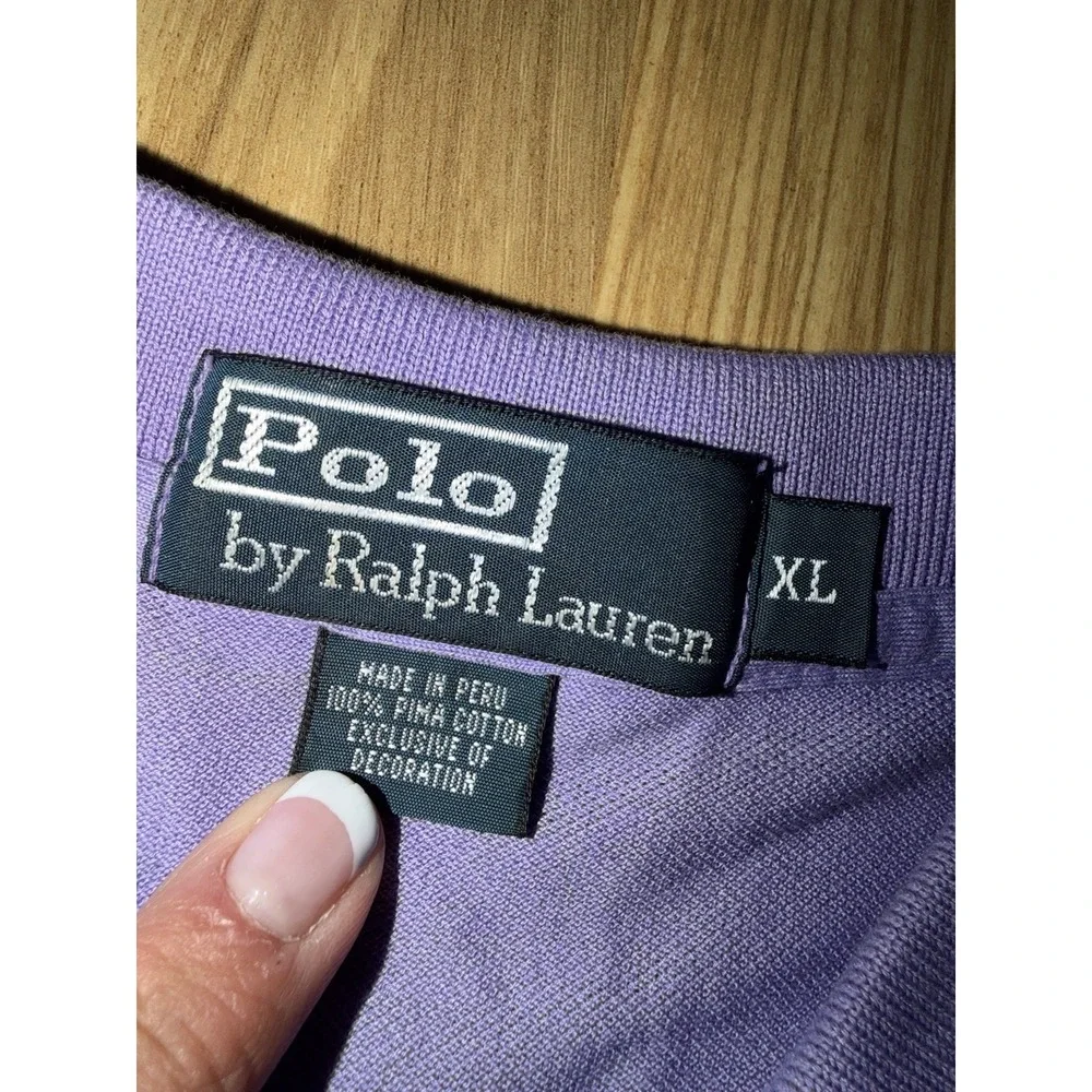 VTG 90s Ralph Lauren Men's XL Polo Shirt Purple Flesh Pony Cotton